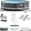 j1-16-1.jpg Intex Ultra XTR Frame 14′ x 42″ Round Above Ground Outdoor Swimming Pool Set with Sand Filter Pump, Ladder, Ground Cloth, and Pool Covers