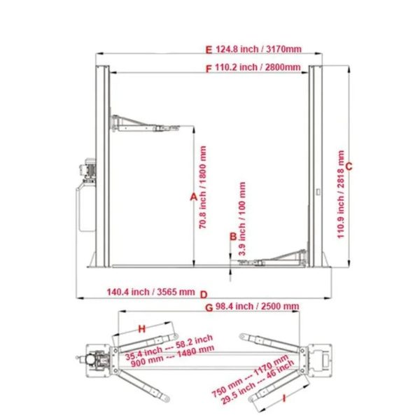 KATOOL KT-H105 Two Post Vehicles Lift 10,000 lbs Capacity