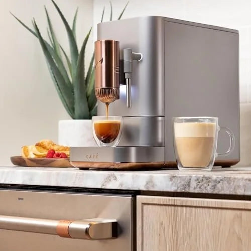 jhgfd2-1.jpg Café Affetto Automatic Espresso Machine + Milk Frother | Built-In & Adjustable Espresso Bean Grinders | One-Touch Brew in 90 Seconds | Steel Silver, 1.2 Liter, (C7CEBBS2RS3)