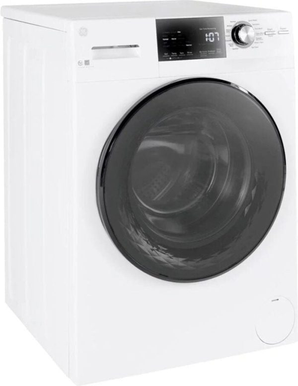 GE – 2.4 Cu. Ft. High Efficiency Stackable Front Load Washer with Steam and Sanitize – White